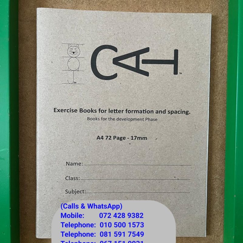 Cat Exercise Book, 72 Pages 17mm Ruled Exercise book for Grade R & 1