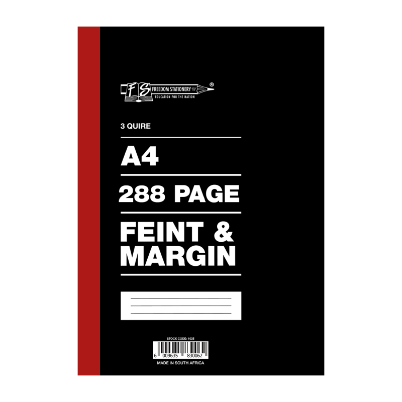 Freedom 3 Quire / 288 pages A4 Counter Books Feint & Margin Pack of 5