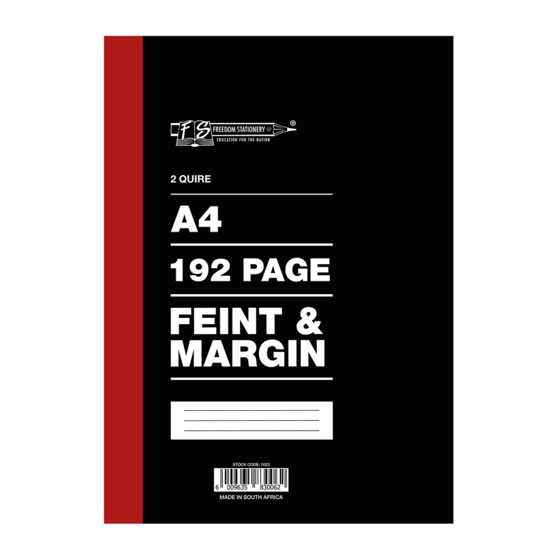 Freedom 2 Quire / 192 pages A4 Counter Books Feint & Margin, Pack of 5