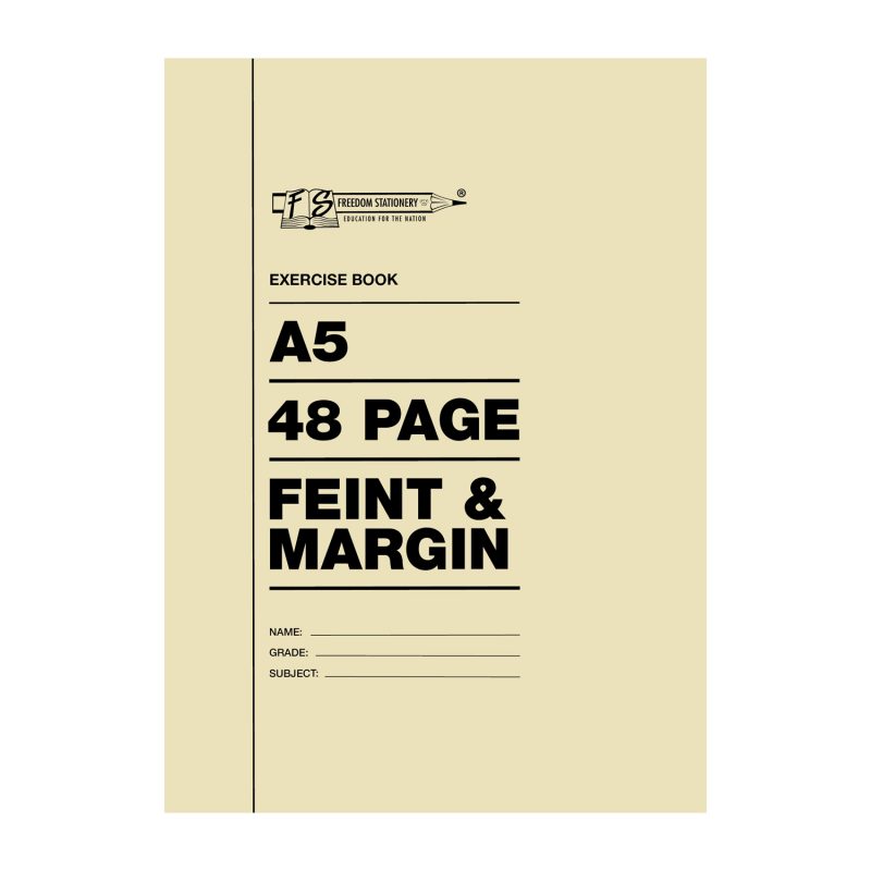 48 pages A5 Exercise Books Feint & Margin Pack of 5