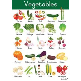 VEGETABLES- Poster/Chart-Poster/Chart- Size A2, Approximately 420mm X 594mm