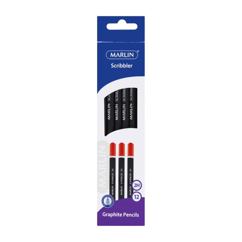 Marlin Graphite 3H End Dipped Pencils 12’s 3H End Dipped Pencil  Black Barrel, 12’s