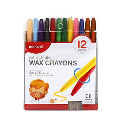 Retractable Wax Crayons. Monami 12 pack12