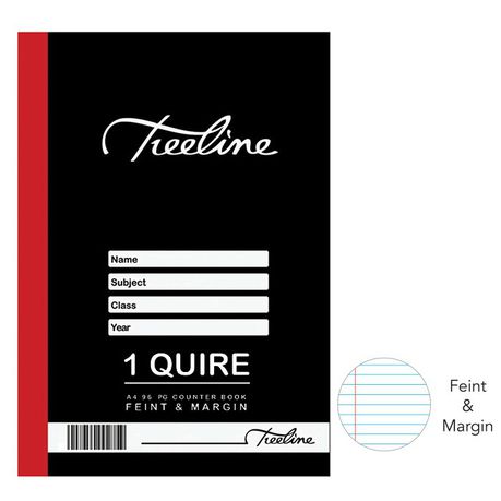 Treeline A4 Counter Book 1 Quire Feint and Margin 96 Pages