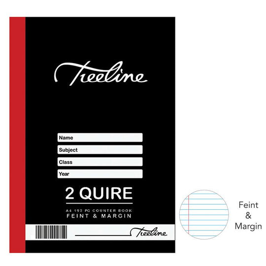 TREELINE A4 Counter Book 2 Quire Feint and Margin 192 Pages
