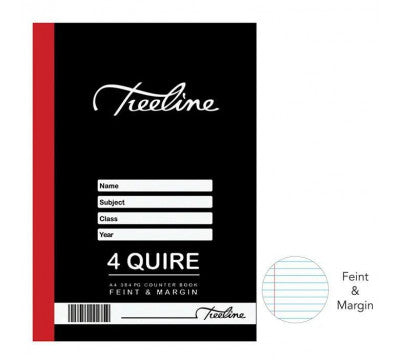 Treeline A4- 4 Quire -384 page Counter Book- Feint & Margin