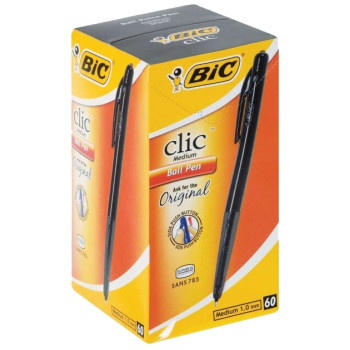 Bic Click Ballpoint Med Black Box of 60