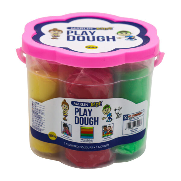 Marlin Play Dough 500g Bucket 5 Colour + 3 Moulds